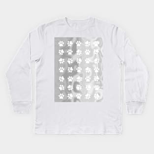 PUPPY Paw Print Abstract Grey Kids Long Sleeve T-Shirt